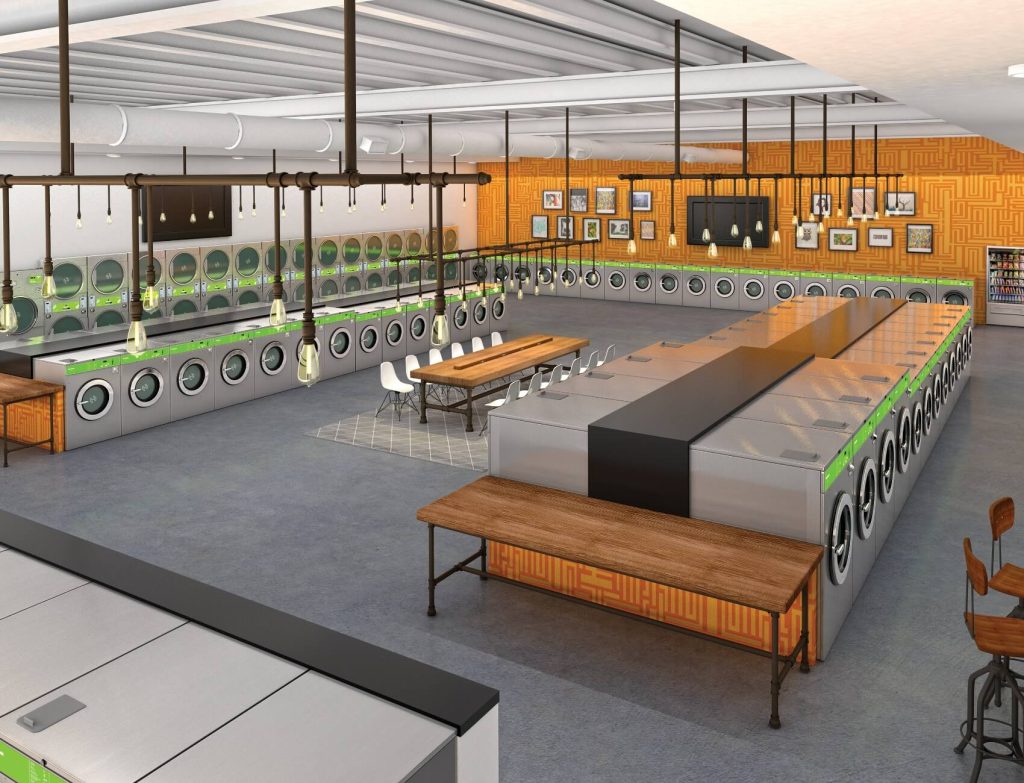 consulting-inline 3D rendering of laundromat layout