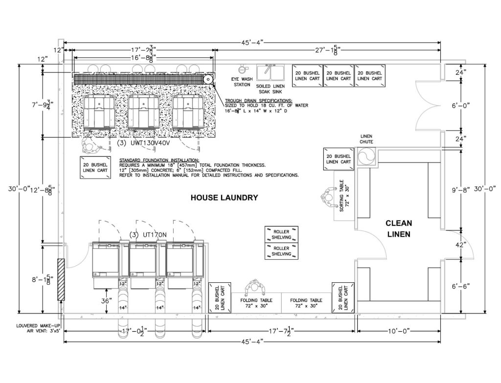 design-inline Technical drawing of commercial laundry facility